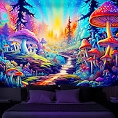 billiga Blacklight tapestries-blacklight gobeläng uv reaktiv glöd i mörkret glöd fest neon svamp väg landskap psykedelisk trippy dimmigt hängande gobeläng väggkonst väggmålning för att leva