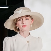 cheap Party Hats-Hats Polyester Fiber Bowler / Cloche Hat Straw Hat Sun Hat Wedding Casual Elegant Wedding With Bowknot Headpiece Headwear