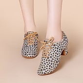 abordables Chaussures de danses latines-Femme Chaussures Latines Entraîner des chaussures de danse Utilisation Entraînement Talon Talon Cubain Bout rond Lacet Adulte Noir Marron
