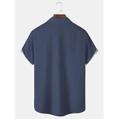 abordables Chemise de Bowling pour Hommes-Homme Lettre Chemise Chemise hawaïenne Chemise boutonnée Manche Courte Décontractées Usage quotidien Sortie Fin de semaine Automne Col rabattu Imprimer Bouton bas Noir Bleu Noir-Blanc Gris