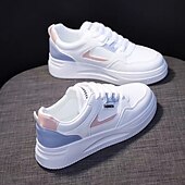 economico Sneakers da donna-Per donna Scarpe da ginnastica Scarpe bianche Scarpe da papà Esterno Giornaliero Estate Lacci Plateau Punta tonda Per sport Informale Footing Similpelle Con lacci intrecciali Bianco/blu Grigio
