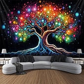 billige boho billedvev-blacklight billedvev uv reaktiv glød i det mørke livets tre trippy tåkete natur landskap hengende billedvev veggkunst veggmaleri for stue soverom