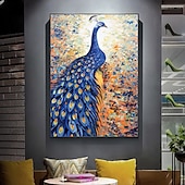 preiswerte Tiergemälde-Mintura handgefertigte abstrakte Tier-Pfau-Ölgemälde auf Leinwand, Wandkunst, Dekoration, modernes Bild für Heimdekoration, gerolltes, rahmenloses, ungedehntes Gemälde