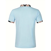 cheap Men's Classic Polo-Men's Polo Shirts Button Up Polos Casual Holiday Lapel Short Sleeve Fashion Basic Plaid Color Block Patchwork Summer Regular Fit White Polo Shirts