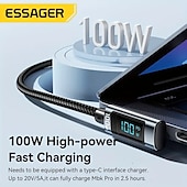 رخيصةأون كابلات الهاتف الخليوي-Essager شاحن سريع 100 وات USB C إلى USB C، كابل شحن بزاوية 90 درجة، سلك بيانات USB C للشحن السريع 5A