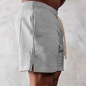 お買い得  メンズアクティブショーツ-男性用 アスレチックショーツ ランニングショーツ ジムショーツ スポーツ お出かけ 週末 高通気性 速乾性 ランニング カジュアルスーツ ポケット ドローストリング 弾性ウエスト 平織り 膝丈 体操服 アクティブウェア ブラック ライト マイクロエラスティック