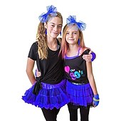 cheap Wearable Accessories-1980 Neon Ball Party Lace Headband Hair Hoops Neon Lightning Earrings Mesh Gloves Jewelry Set
