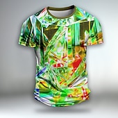 お買い得  3D Tシャツ-男性用 グラフィック 3D印刷 幾何学的な 視覚詐欺 半袖 Tシャツ 3Dプリント クルーネック シャツ 日常 デザイナー アーティスティック パーティー カジュアル 祝日 ライトグリーン バーガンディー ライトパープル 春夏 衣類 標準 S M L XL XXL XXXL