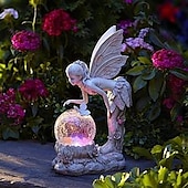 cheap Landscape Lights-Flower Fairy Statue Illuminates Girl Decoration Outdoor Garden Courtyard Angel Fairy Solar Light