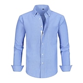abordables chemises sans repassage pour hommes-Homme Chemise Chemise habillée Uni Bureau &amp; Carrière Fête de mariage Noir Blanche Rose dragée bleu marine manche longue Revers Printemps &amp; Automne Vêtement Tenue