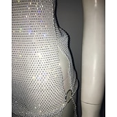 cheap Sexy Costumes-Metallic Sparkle Sexy Mini Dress Sheer Mesh Rhinestone Cover Up Disco Solid Color Women&#039;s Party Club Adults&#039; Dress Summer Spring