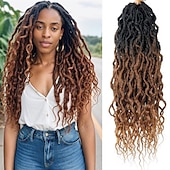 cheap Crochet Hair-Faux Locs Crochet Hair For Black Women Soft Locs 24 Inch Goddess Crochet Hair Curly Ends Dreadlocks Boho Style Synthetic Braiding Hair Extensions