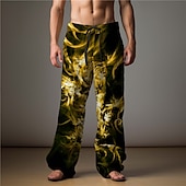 abordables Pantalons décontractés imprimés pour hommes-Flamme Abstrait Homme Impression 3D Pantalon Extérieur Usage quotidien Vêtement de rue Polyester Bleu Clair Jaune Rouge S M L Taille médiale Élasticité Pantalon
