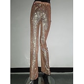 cheap Bottoms-Metallic Sparkle Pants Sheer Mesh Rhinestone Cover Up Disco Solid Color Women&#039;s Party Club Pride Parade Adults&#039; Pants