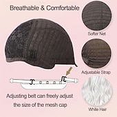 economico Parrucche trendy sintetiche-parrucche bianche con frangia per le donne parrucca sintetica ondulata lunga parrucca colorata parrucche resistenti al calore per feste cosplay
