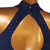 olcso Latin tánc ruházat-tánc salsa latin tánc ruha strasszos női lányok teljesítmény edzés hosszú ujjú magas sifon spandex