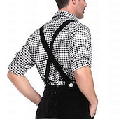 preiswerte Herrenhemd zum Knöpfen-Herren Hemd Freizeithemd Knopfhemd Karierte Hemden Schwarz Rot Grün Langarm Karomuster Revers Karneval Urlaub Tasche Bekleidung Baumwolle Baumwollmischung Mode Lässig Bequem