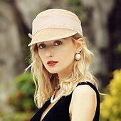 economico Cappelli per feste-cappelli cappello floscio in fibra di cotone cappello di paglia cappello da sole vacanza casual elegante protezione solare con copricapo in puro colore allacciato