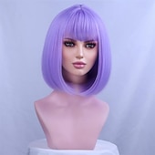 baratos Peruca para Fantasia-peruca verde para mulheres peruca bob verde curta reta peruca verde esmeralda com franja sintética resistente ao calor halloween cosplay peruca cosutme perucas do dia de são patrício