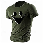 Недорогие Мужские футболки с 3D принтами-Муж. Смешной Футболка Полиэстер С короткими рукавами Графика Рубашка Армейский зеленый / Оливковый Армейский зеленый + черный Черный 1 Удобная футболка Для спорта и активного отдыха Праздники