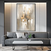 preiswerte Ölgemälde-Großes handgemaltes Blattgoldgemälde auf Leinwand, abstraktes beiges Ölgemälde, luxuriöse Kunst, strukturiertes Gemälde, handgemalte Kunst, goldenes Ölgemälde, Wanddekoration für Hoteldekoration