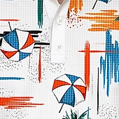 preiswerte Bedrucktes Poloshirt für Herren-Kentucky Derby Herren Palme Golfshirt Kurzarm Polo-Shirts Hemden mit Kragen Lässig Strandbekleidung Urlaubskleidung Tropenkleidung Party-Outfits Knöpfe 3D-Druck Sommer Gelb Rote Blau