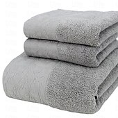 abordables Ensembles de serviettes-Ensemble de serviettes 100% coton 3 pièces à séchage rapide, extra absorbantes et super douces, 1 mouchoir, 1 serviette de sport, 1 serviette de bain