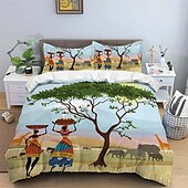 cheap Duvet Cover Sets-Three piece set of African primitive tribal character prints down duvet cover hotel bedroom guest room famous guest bed bedding comfortable set 1 down duvet cover 2 pillowcases king size bed s