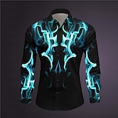 halpa Geometric Pattern-Miesten Geometrinen printti antaa potkut Paita Button Up paita Pitkähihainen Abstrakti Subkulttuuri Arki-asut Bile Kevät Sänkyjen avaus Painettu Painike alas Tumman punainen Keltainen Punastuvan