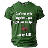 cheap St. Patrick's Day T shirts-St. Patrick Men's Graphic Shamrock Don't Run with Bagpipes-You Might Lose an Aye or Get Kilt Lucky Irish T Shirt T shirt Tee Short Sleeve T shirt 3D Print Crew Neck Shirt Daily Designer Retro Vintage
