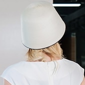 billige Partyhatter-Hatter polyester Strå Bøttehatt Stråhatt Solhatt Bryllup Avslappet Elegant Bryllup Med Ren Farge Hodeplagg Hodeplagg