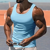 baratos Tops de ginásio-Homens Camiseta Malha Íntima Top de colete Camiseta Interior Sem Manga Decote Redondo Primavera Verão Tecido Moda Designer Básico Sexy Férias Rua Para Noite Preto Branco Vermelho Top Tee para Homens