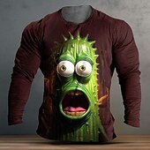 billige T-skjorter med dyreprint-Herre Grafisk Tegneserie Morsom T skjorte Langermet T skjorte 3D-utskrift Crew-hals Skjorte Designer Fritid Subkultur Sport &amp; Utendørs Ferie Ut på byen Svart Burgunder Blå Vår &amp; Vinter Klær S M L XL