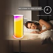 זול אורות חכמות-מנורת שולחן חכמה LED עם Alexa קישורית Tuya WiFi - שינוי צבע אורה ניידת נשלטת באפליקציה אור לילי קטן לקישוט הבית