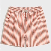 preiswerte Herren Badeshorts-Herren Boardshorts Badeshorts Bademode Ausgehen Wochenende Atmungsaktiv Schnelltrocknend Tasche Kordelzug Elastische Taille Gestreift Kurz Gymnastik Brautkleider schlicht Sportkleidung Himmelblau