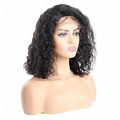 economico Parrucche lace front capelli veri-parrucca a caschetto con onda riccia parrucche frontali in pizzo a caschetto parrucche a caschetto corto di capelli umani