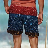 cheap Geometric Print-Men&#039;s Optical Illusion Mixed Color Swim Shorts Board Shorts Swimming Trunks Mid Waist Vacation Hawaiian Holiday Vacation Holiday Beach Drawstring with Mesh lining Elastic Waist Designer Clothing