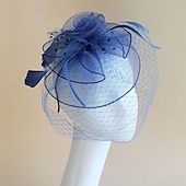 levne Svatební čelenka-Fascinátory Klobouky Doplňky do vlasů Organza Se širší krempou Cylindr Závojový klobouk Dostih koktejl Elegantní Vinobraní S Peří Mašličky Přílba Pokrývky Hlavy