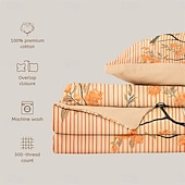 abordables 100% Coton-Parure de lit réversible 100 % satin de coton l.t.home de qualité supérieure, 300 fils au pouce carré, motif floral, taille Queen et King