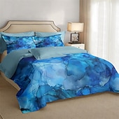 preiswerte Bettbezug-Sets-Bettbezug-Set mit blauem Farbverlauf und Muster, Bettdecken-Set, weiches 3-teiliges Luxus-Baumwoll-Bettwäsche-Set, Heimdekoration, Geschenk, King-Size-Bett, Queen-Size-Bett, dreiteiliges Set