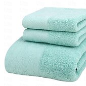 abordables Ensembles de serviettes-Ensemble de serviettes 100% coton 3 pièces à séchage rapide, extra absorbantes et super douces, 1 mouchoir, 1 serviette de sport, 1 serviette de bain