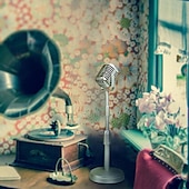 economico Forniture per feste-simulazione di oggetti di scena per microfono retrò modello di microfono nostalgico trasmissione in diretta transfrontaliera decorazione bar oggetti di scena per fotografia ornamenti