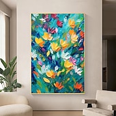 cheap Floral/Botanical Paintings-Oil painting Hand painted Textured Abstract Colorful Flower Oil Painting on Canvas Original pattle knife Flower Painting Nature Planting  Wall Decor for Bedroom Home Decor  Wall Art