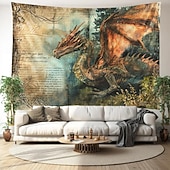 cheap Animal Tapestries-Vintage Dragon Hanging Tapestry Wall Art Large Tapestry Mural Decor Photograph Backdrop Blanket Curtain Home Bedroom Living Room Decoration