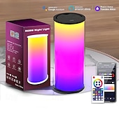 זול אורות חכמות-מנורת שולחן חכמה LED עם Alexa קישורית Tuya WiFi - שינוי צבע אורה ניידת נשלטת באפליקציה אור לילי קטן לקישוט הבית
