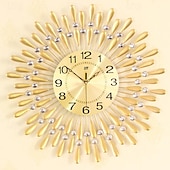 baratos decoração de parede de metal-Grande relógio de parede de metal decorativo silencioso não-ticking grandes relógios modernos decorações para casa para sala de estar quarto sala de jantar escritório