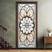 Недорогие Дверные чехлы-витражи цветочные дверные покрытия фреска декор дверной гобелен дверной занавес украшение фон дверной баннер съемный для входной двери в помещении и на открытом воздухе украшение для дома и комнаты