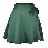 billiga Casual kjolar-dammardi gras kjol en linje mini hög midja kjolar rosett enfärgad vardagshelg sommar satin mode casual vin svart-vit svart rosa karnevalstema