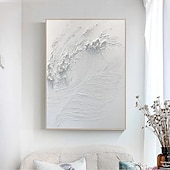 voordelige Abstracte schilderijen-groot met de hand geschilderd abstract wit olieverfschilderij golven schilderen op canvas modern olieverfschilderij kunst aan de muur handgeschilderd schilderij kunst aan de muur schilderij voor