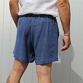 baratos Clássico-Homens Calção Shorts de linho Shorts de verão Bolsos Com Cordão Cintura elástica Tecido Conforto Respirável Curto Casual Diário Feriado Moda Estilo Clássico Preto Branco
